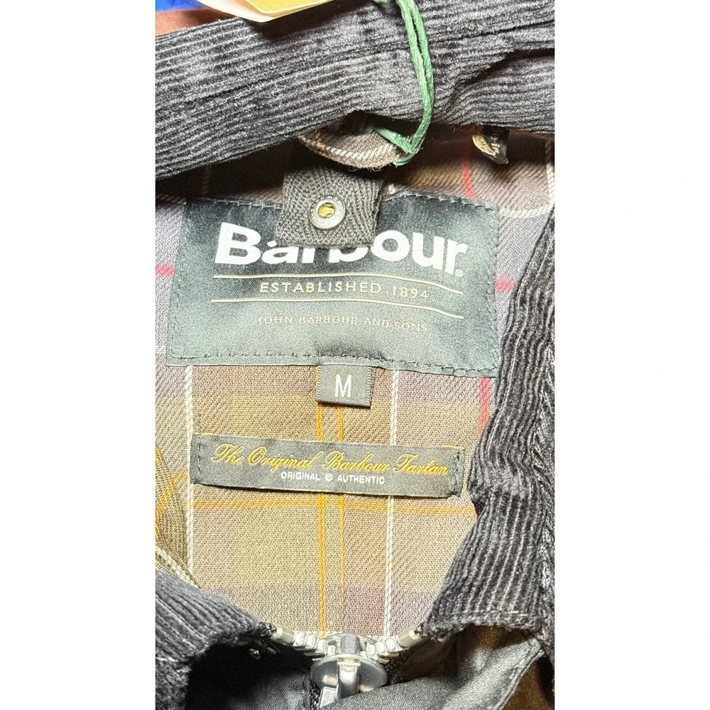 NWT Barbour Ashby Wax Jacket Mens Medium Black Sylkoil Waxed Cotton Coat